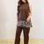 Embroidered Brown Viscose Rayon Co Ords for Women
