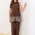 Embroidered Brown Viscose Rayon Co Ords for Women