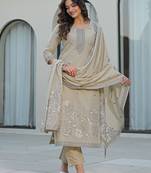 Women Ethnic Motifs Embroidered Regular Thread Work Kurta with Trousers & With Dupatta