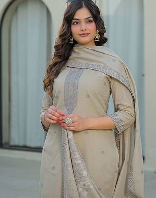 Women Ethnic Motifs Embroidered Regular Thread Work Kurta with Trousers & With Dupatta 5