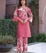 Printed Dusty Pink Cotton Co Ords for Women