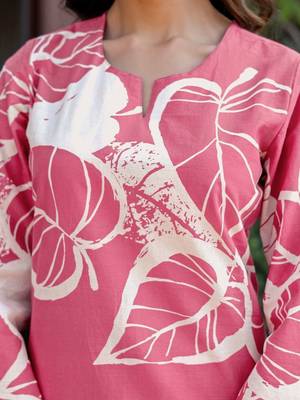 Printed Dusty Pink Cotton Co Ords for Women 4