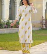 Printed Off White Cotton Blend Co Ords for Women