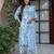 Women Blue Floral Printed Regular Kurta with Trousers & With Dupatta