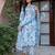 Women Blue Floral Printed Regular Kurta with Trousers & With Dupatta