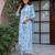 Women Blue Floral Printed Regular Kurta with Trousers & With Dupatta