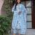 Women Blue Floral Printed Regular Kurta with Trousers & With Dupatta