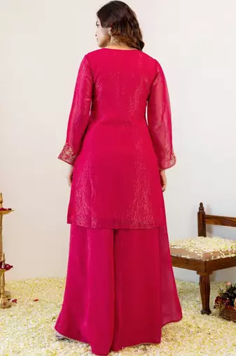 Women Ethnic Motifs Embroidered Regular Kurta with Sharara & With Dupatta