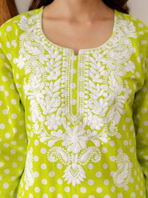 Women Embroidered Regular Chikankari Kurta with Palazzos & With Dupatta 5
