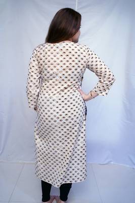 White Bagru Handblock Printed Cotton Angrakha Kurti 2
