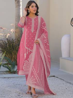 Women Ethnic Motifs Embroidered Regular Thread Work Kurta with Trousers & With Dupatta 1