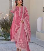 Women Ethnic Motifs Embroidered Regular Thread Work Kurta with Trousers & With Dupatta