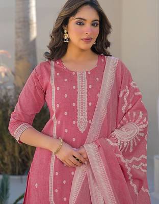 Women Ethnic Motifs Embroidered Regular Thread Work Kurta with Trousers & With Dupatta 2
