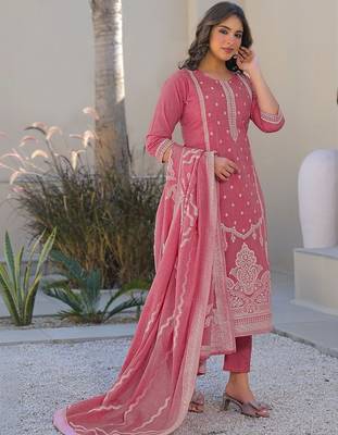 Women Ethnic Motifs Embroidered Regular Thread Work Kurta with Trousers & With Dupatta 6