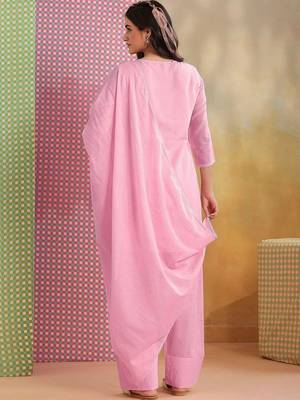 Women Ethnic Motifs Embroidered Regular Thread Work Pure Cotton Kurta with Palazzos & With Dupatta 2