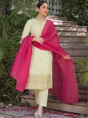 Women Ethnic Motifs Embroidered Regular Sequinned Kurta with Trousers & With Dupatta 5