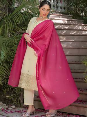 Women Ethnic Motifs Embroidered Regular Sequinned Kurta with Trousers & With Dupatta 6