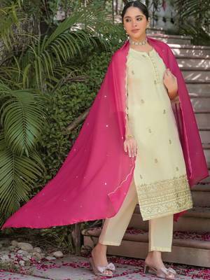Women Ethnic Motifs Embroidered Regular Sequinned Kurta with Trousers & With Dupatta 7