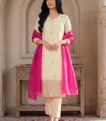Women Ethnic Motifs Embroidered Regular Thread Work Kurta with Trousers & With Dupatta