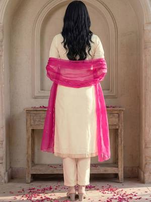Women Ethnic Motifs Embroidered Regular Thread Work Kurta with Trousers & With Dupatta 3
