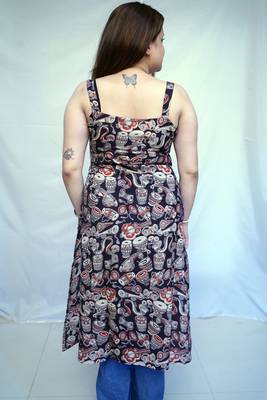 Cotton Black Kalamkari Hand block Printed Long Kurti for Women 2