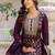 Floral Woven Design Round Neck Sequinned Straight Kurta With Trousers & Dupatta