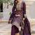 Floral Woven Design Round Neck Sequinned Straight Kurta With Trousers & Dupatta
