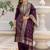 Floral Woven Design Round Neck Sequinned Straight Kurta With Trousers & Dupatta
