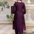 Floral Woven Design Round Neck Sequinned Straight Kurta With Trousers & Dupatta