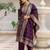 Floral Woven Design Round Neck Sequinned Straight Kurta With Trousers & Dupatta