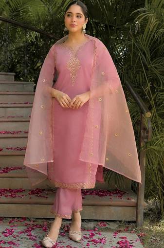 Women Ethnic Motifs Embroidered Regular Kurta with Trousers & With Dupatta