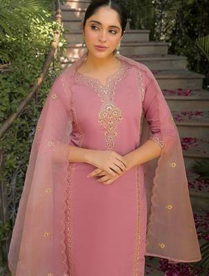 Women Ethnic Motifs Embroidered Regular Kurta with Trousers & With Dupatta 5