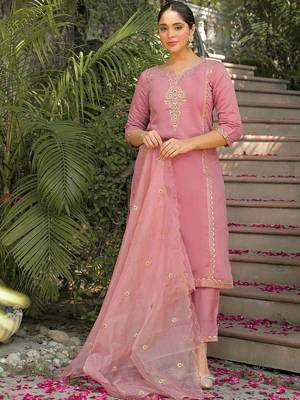 Women Ethnic Motifs Embroidered Regular Kurta with Trousers & With Dupatta 6