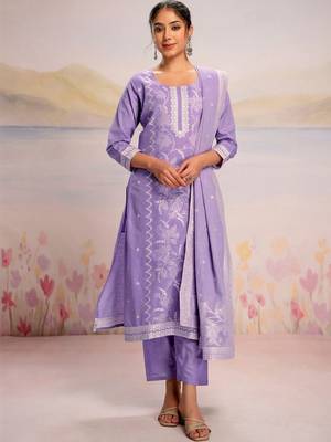 Women Ethnic Motifs Embroidered Regular Thread Work Pure Cotton Kurta with Trousers & With Dupatta 1
