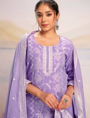 Women Ethnic Motifs Embroidered Regular Thread Work Pure Cotton Kurta with Trousers & With Dupatta 2