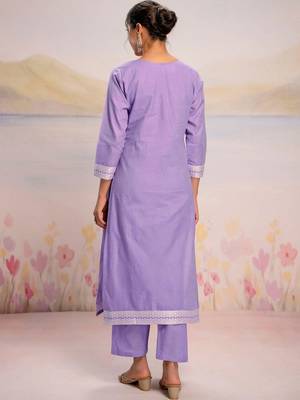 Women Ethnic Motifs Embroidered Regular Thread Work Pure Cotton Kurta with Trousers & With Dupatta 3