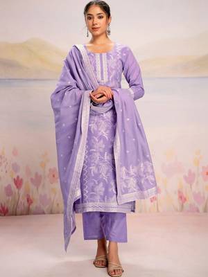 Women Ethnic Motifs Embroidered Regular Thread Work Pure Cotton Kurta with Trousers & With Dupatta 7