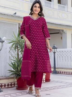Women Ethnic Motifs Printed Regular Pure Cotton Kurta with Trousers & With Dupatta 1
