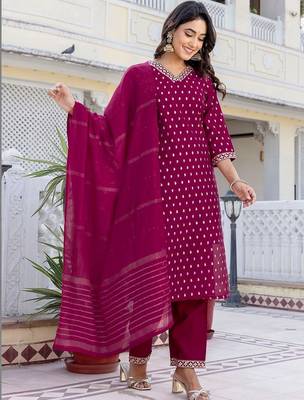 Women Ethnic Motifs Printed Regular Pure Cotton Kurta with Trousers & With Dupatta 6