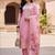 Women Pink Organza Embroidered Straight Kurta Trousers with Dupatta