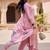 Women Pink Organza Embroidered Straight Kurta Trousers with Dupatta