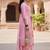 Women Pink Organza Embroidered Straight Kurta Trousers with Dupatta