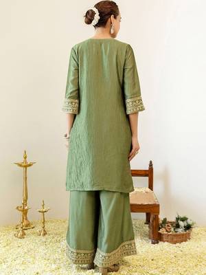 Women Ethnic Motifs Embroidered Regular Thread Work Kurta with Palazzos & With Dupatta 2