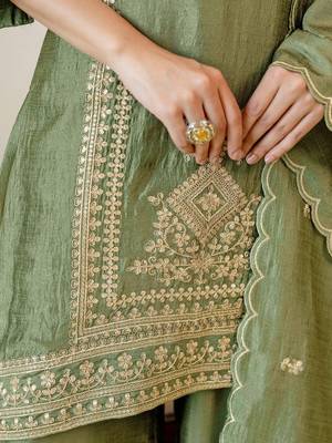 Women Ethnic Motifs Embroidered Regular Thread Work Kurta with Palazzos & With Dupatta 5