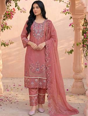 Women Ethnic Motifs Embroidered Regular Thread Work Kurta with Trousers & With Dupatta 1