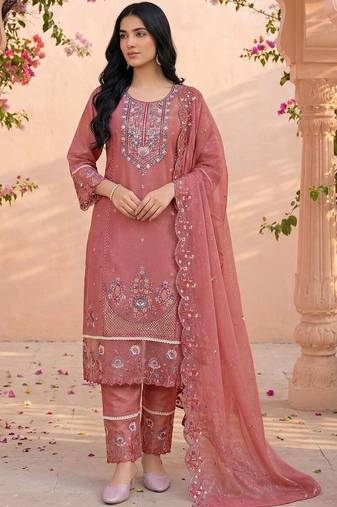 Women Ethnic Motifs Embroidered Regular Thread Work Kurta with Trousers & With Dupatta