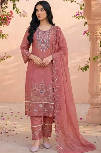Women Ethnic Motifs Embroidered Regular Thread Work Kurta with Trousers & With Dupatta