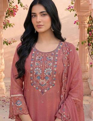 Women Ethnic Motifs Embroidered Regular Thread Work Kurta with Trousers & With Dupatta 2