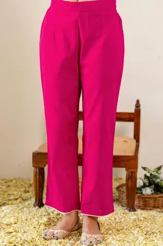 Women Floral Embroidered Regular Thread Work Pure Cotton Kurta with Trousers & With Dupatta