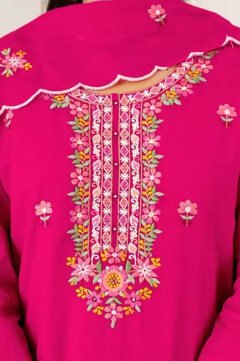 Women Floral Embroidered Regular Thread Work Pure Cotton Kurta with Trousers & With Dupatta